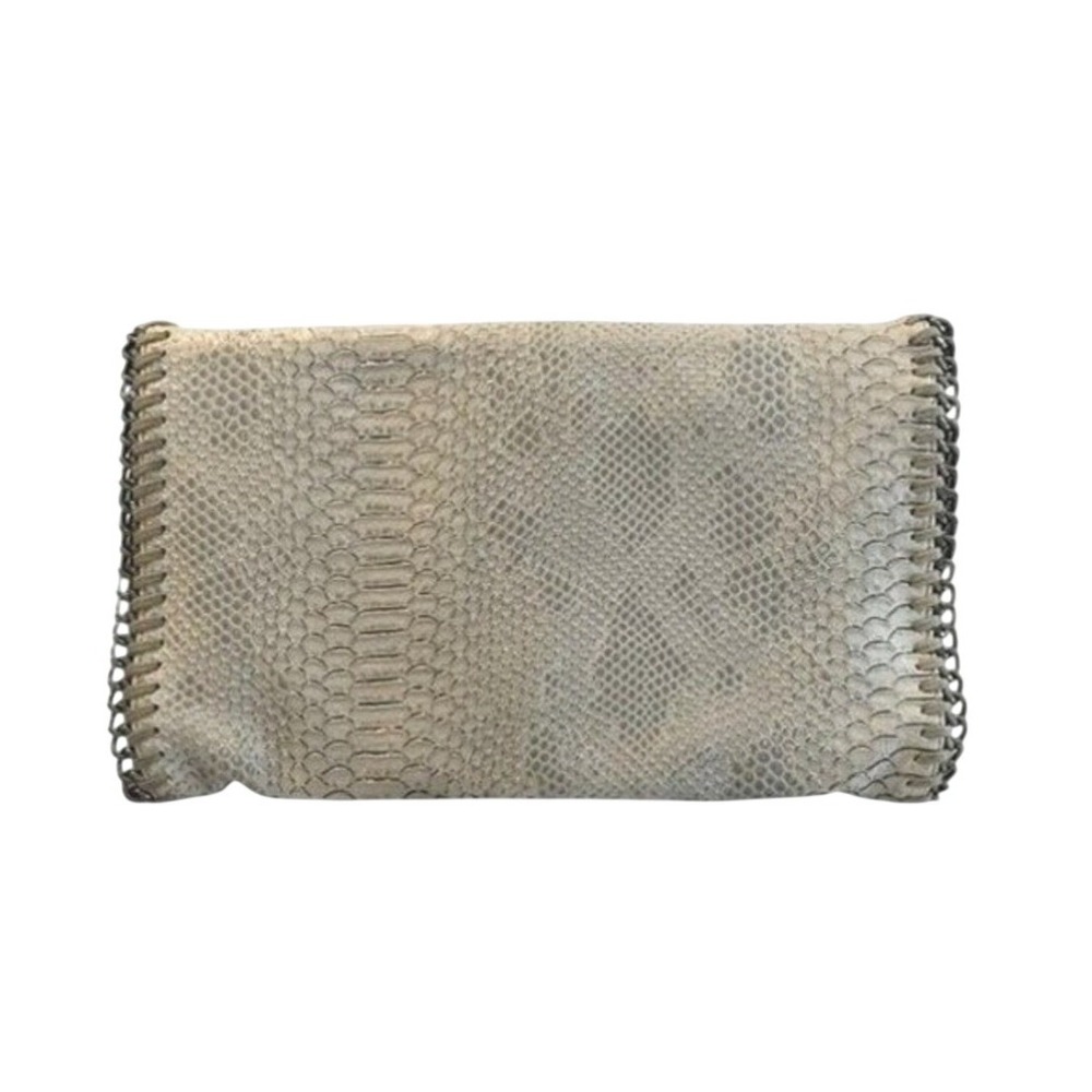 Stella McCartney Beige Python-Effect Mini Chain Wallet - Picture 2 of 11